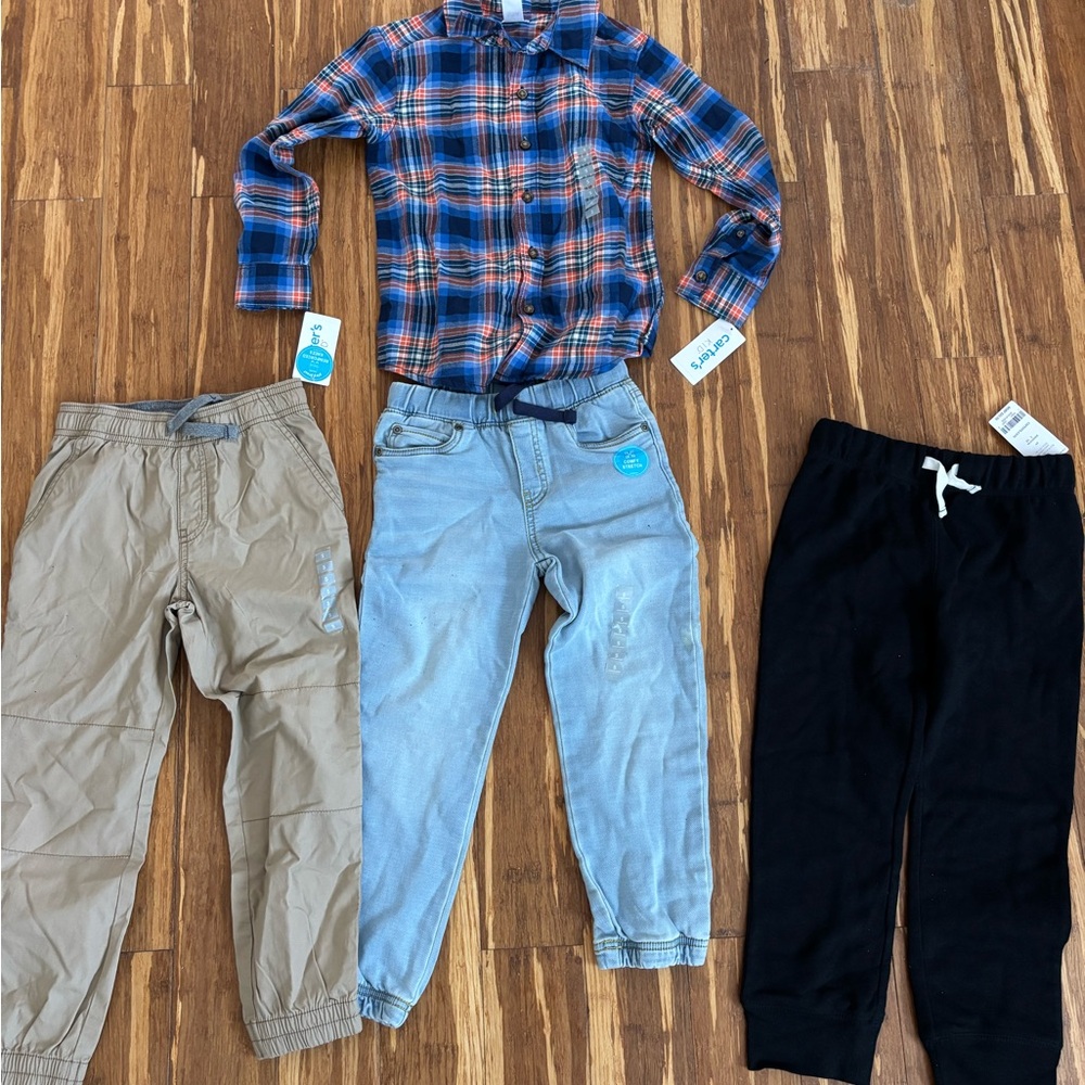 Kids Tan, Blue, and Black Pants Bundle